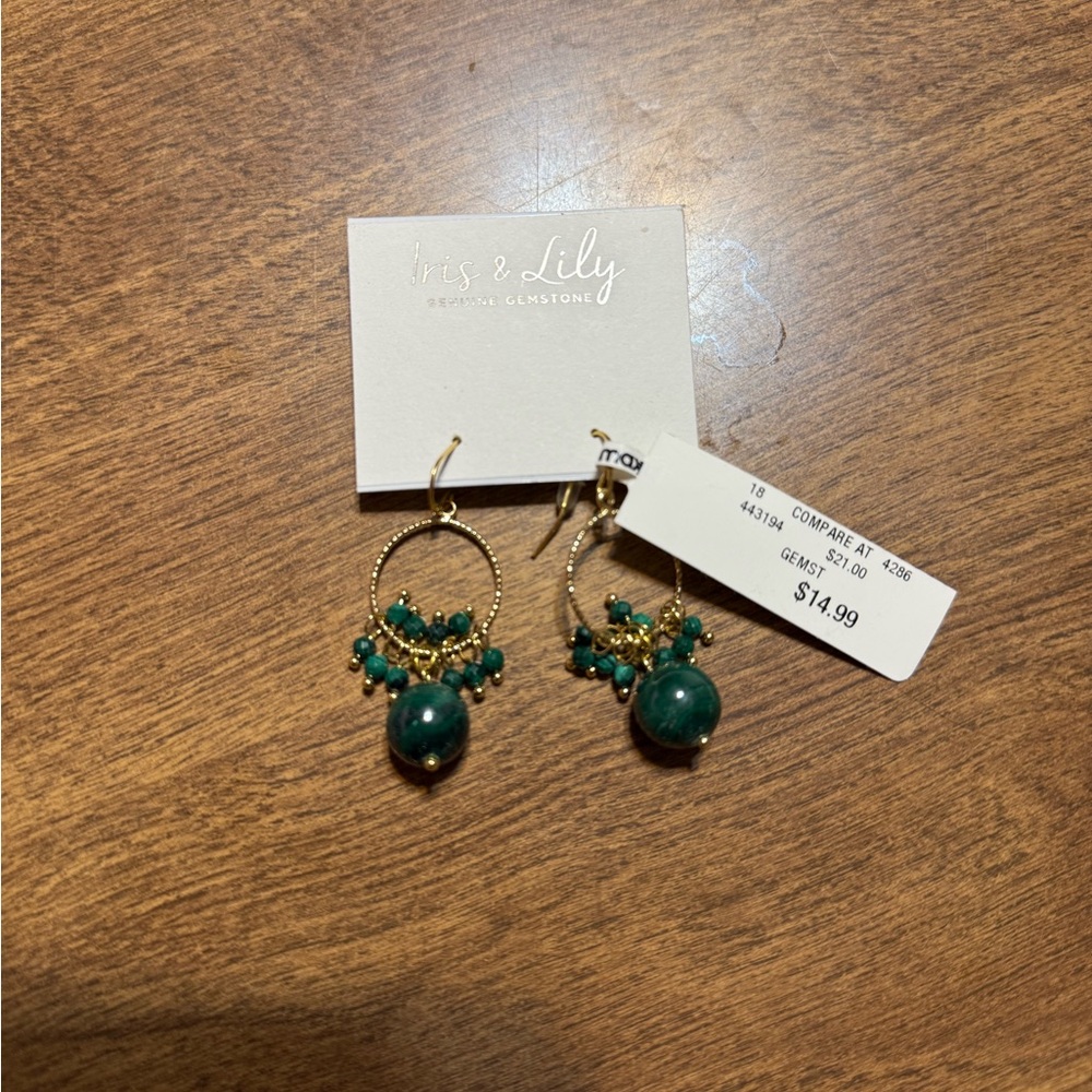 Gold and Green Earrings